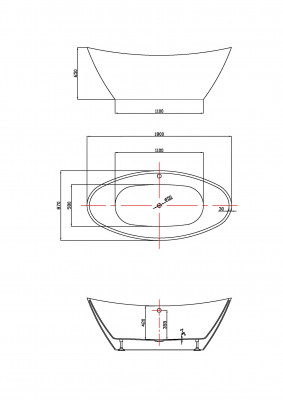Ванна акриловая Vincea VBT-203 1800x870x650 отдельностоящая овальная белый