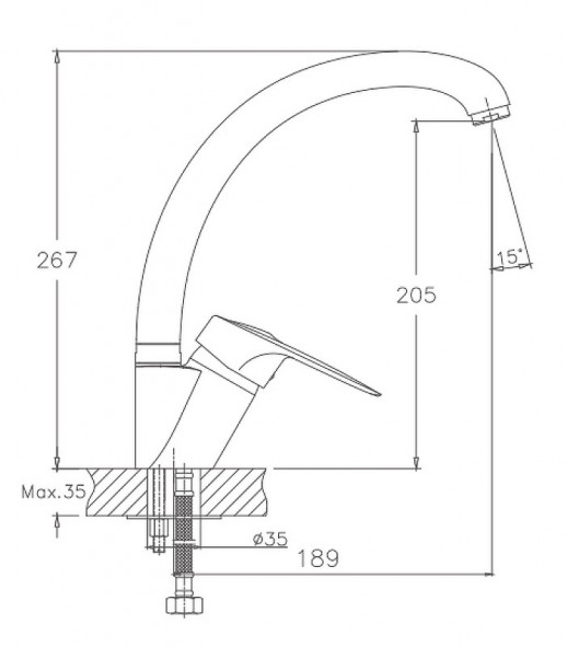 Смеситель для кухни Haiba HB4104 (латунь) хром