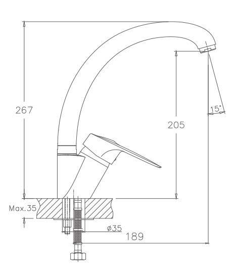 Смеситель для кухни Haiba HB4104 (латунь) хром