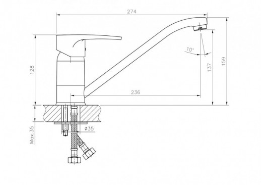 Однорычажный смеситель для кухни Haiba HB4265 с поворотным изливом (латунь) хром