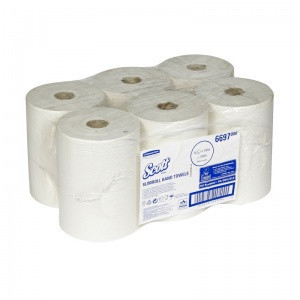 Полотенца Kimberly-Clark 6697 в рул. SCOTT Slimroll 1-сл, 190м, белые, 1/6