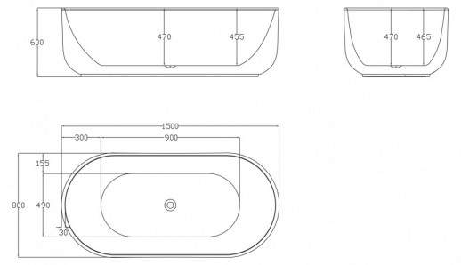 Акриловая ванна BelBagno BB401-1500-800