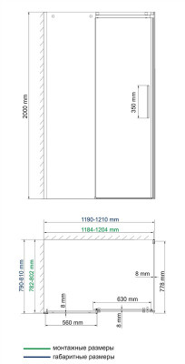 WasserKRAFT Alme 15R06 душевой уголок 120х80 см, с универсальной раздвижной дверью