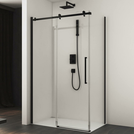 Душевой угол Black&White Stellar Wind S808 100х90 8089010 пр-ль черный матовый стекло прозрачное