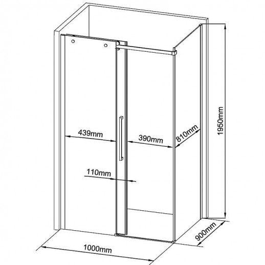 Душевой угол Black&White Stellar Wind S808 100х90 8089010 пр-ль черный матовый стекло прозрачное