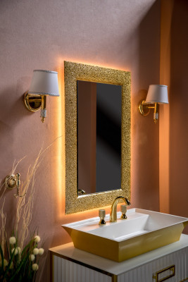 Зеркало в ванную Boheme 533 настенное 75 х 95 см золото