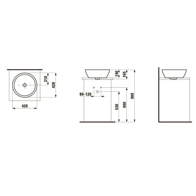 Laufen Pro 8.1296.2.000.109.1 раковина накладная, 42 см х 42 см, белая