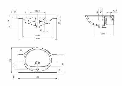 Раковина Cersanit Erica 80 S-UM-ERI80/1-w белая полукруглая