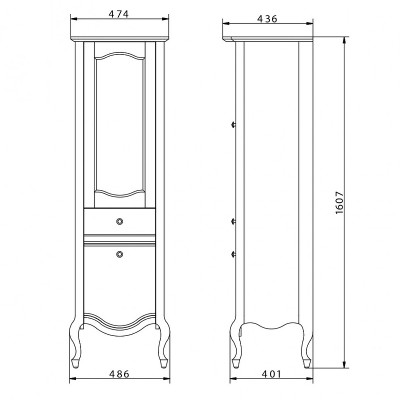 Шкаф пенал в ванную Migliore Impero 48 R 26075 оливковый