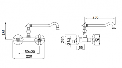 MIGLIORE Princeton 18280 смеситель для кухни настенный, золото