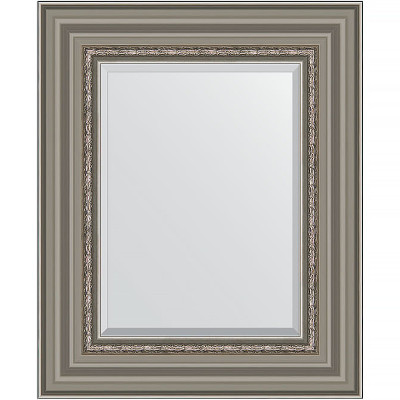 Зеркало настенное Evoform Exclusive 56х46 BY 1369 с фацетом в багетной раме Римское серебро 88 мм