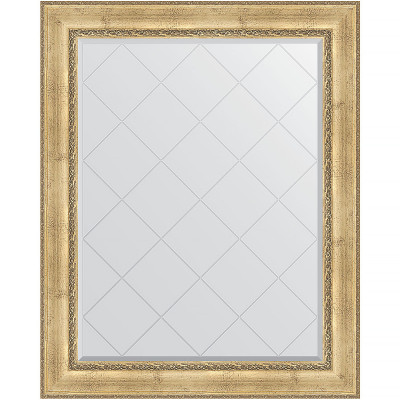 Зеркало настенное Evoform ExclusiveG 127х102 BY 4385 с гравировкой в багетной раме Состаренное серебро с орнаментом 120 мм