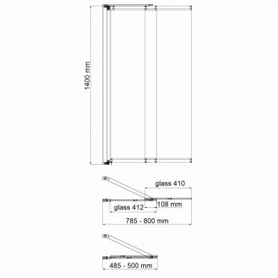 Стеклянная шторка на ванну 800х1400 WasserKRAFT Main 41S WasserSchutz  (41S02-80WS Fixed), серебристый