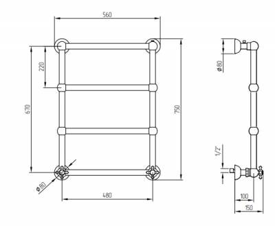 MIGLIORE COLOSSEUM 20286 полотенцесушитель водяной, бронза