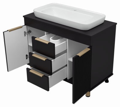 Тумба Brevita Enfida 100 черная ENF-06100-0243Я с раковиной