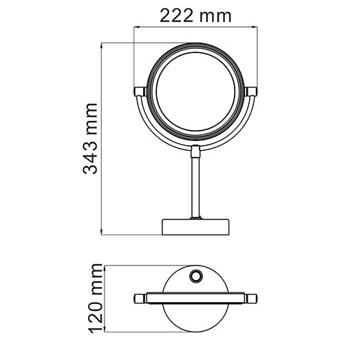 WasserKRAFT K-1005 зеркало с LED-подсветкой двухстороннее, 3-х кратное увеличение