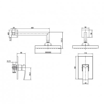 Смеситель для душа с верхним душем Kaiser Sonat 34177 хром