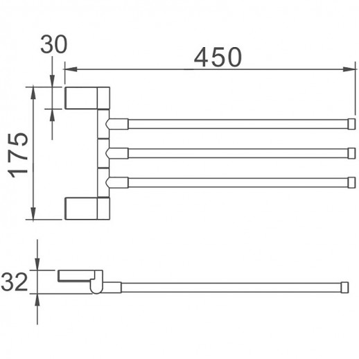 Полотенцедержатель Haiba HB8813 поворотный (латунь) хром
