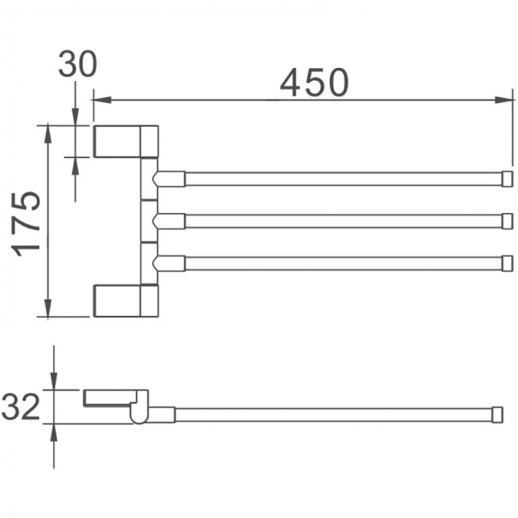 Полотенцедержатель Haiba HB8813 поворотный (латунь) хром