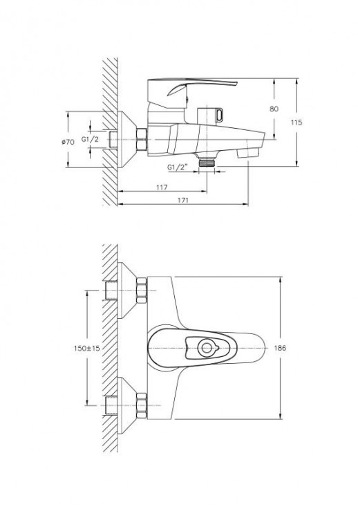 Смеситель для ванны Haiba HB6065 с душевым гарнитуром (латунь) хром