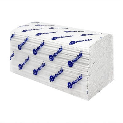 Бумажные полотенца листовые 2-слойные белые V-ОПТИМУМ 4000 (20 пачек х 200 листов) MERIDA BP1303