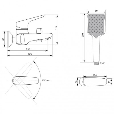Смеситель для ванны Славен СЛ-ОД-Г3Б, белый