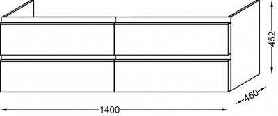 Мебель для раковины-столешницы 140 см, 4 выдвижных ящика, нежный аквамарин, Jacob Delafon «VOX» (EB2020-RA-M43)