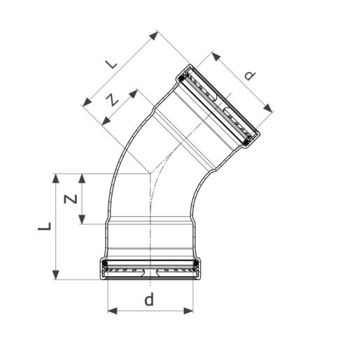 Viega Отвод 45° Profipress XL