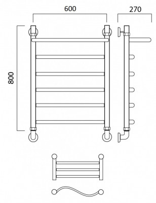 Водяной полотенцесушитель Акванерж волна с полкой 800x600 (06-078060)