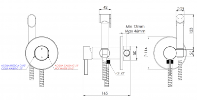 Гигиенический душ со смесителем Remer Metrica MC65W