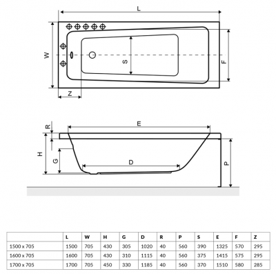 Excellent AVA ванна акриловая 160х70 см, белая