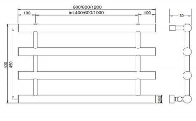 Водяной полотенцесушитель Margaroli Orizzonti 800x500мм лесенка латунь хром (14426004CR)