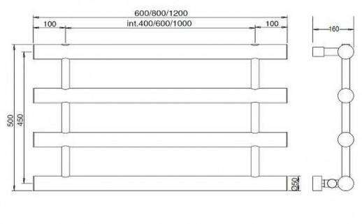 Водяной полотенцесушитель Margaroli Orizzonti 800x500мм лесенка латунь хром (14426004CR)