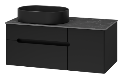 Тумба Misty Роял 100 подвесная черная (П-Роя-01100-021П2Я) со столешницей