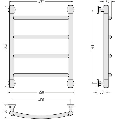 Полотенцесушитель водяной Сунержа Галант+ 500х400 12-0200-5040 белый лесенка