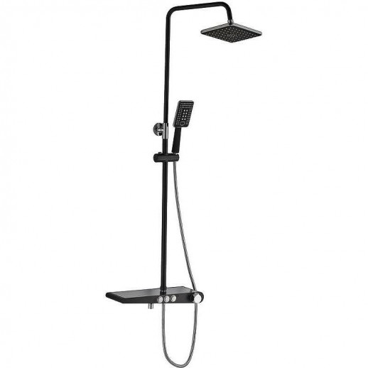 Душевая система Haiba HB2418 с полочкой (латунь пластик) черный, хром