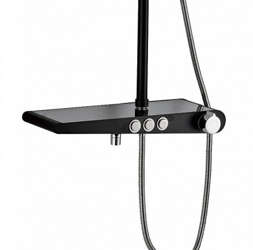 Душевая система Haiba HB2418 с полочкой (латунь пластик) черный, хром