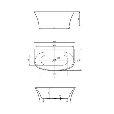 Ванна акриловая Vincea VBT-423-1700 1700х900х600 прямоугольная белый