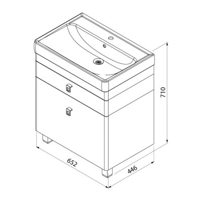 Тумба с раковиной IDDIS Carlow 70 напольная белая/под дерево (CAR70W2i95K), дизайн современный