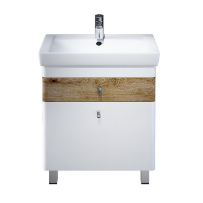 Тумба с раковиной IDDIS Carlow 70 напольная белая/под дерево (CAR70W2i95K), дизайн современный