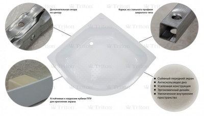 Поддон душевой 90х90 см средний Тритон (ПД4)