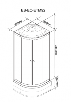 Душевая кабина Parly Tomorrow ETM92P 90х90х215см, сектор, белый