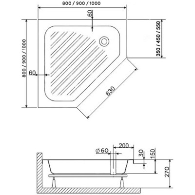 Акриловый поддон для душа RGW Acrylic BT/CL-S-A 100x100 16180500-51 белый призма