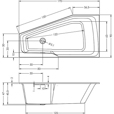 Акриловая ванна Riho Rething Space Fall 170х90 R B113006005 асимметричная