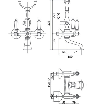 CAPRIGO ADRIA-Swarovski 01B-011-vot смеситель для ванны без лейки, бронза