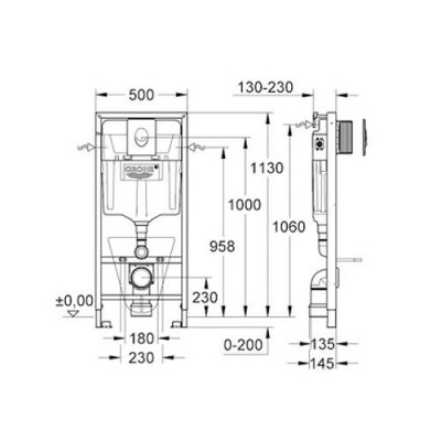 Grohe Rapid SL 38750001 комплект для подвecного унитаза, с кнопкой Skate Air
