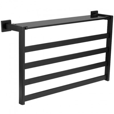 Полотенцесушитель электрический Black&White Universe N-333B 58х35 333BN с полкой черный лесенка