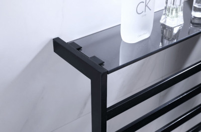 Полотенцесушитель электрический Black&White Universe N-333B 58х35 333BN с полкой черный лесенка