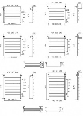 Водяной полотенцесушитель Акванерж Скоба с полкой 400х500 (боковое подключение), хром