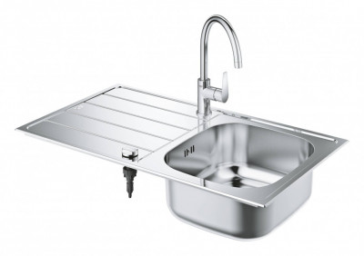 Мойка и смеситель для мойки GROHE K200 45-S 86/50 1.0, нержавеющая сталь (31562SD1)